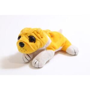 Bulldog, Small Plush, Yellow White, Dog, Stuffed Animal, Toy, ~ 250407-WH 345
